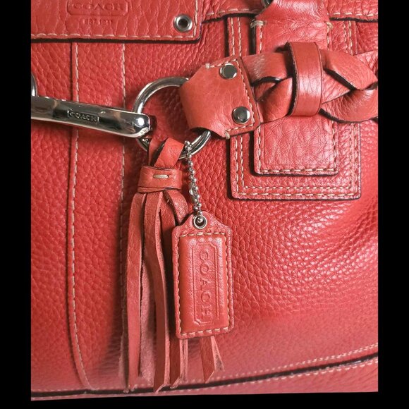 COACH Hamptons Large Satchel in burnt orange with tassel - Picture 4 of 16
